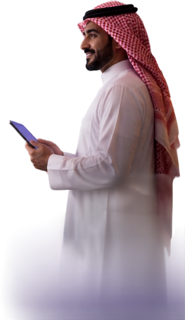 مستثمر سعودي يستخدم جهازًا لوحيًا